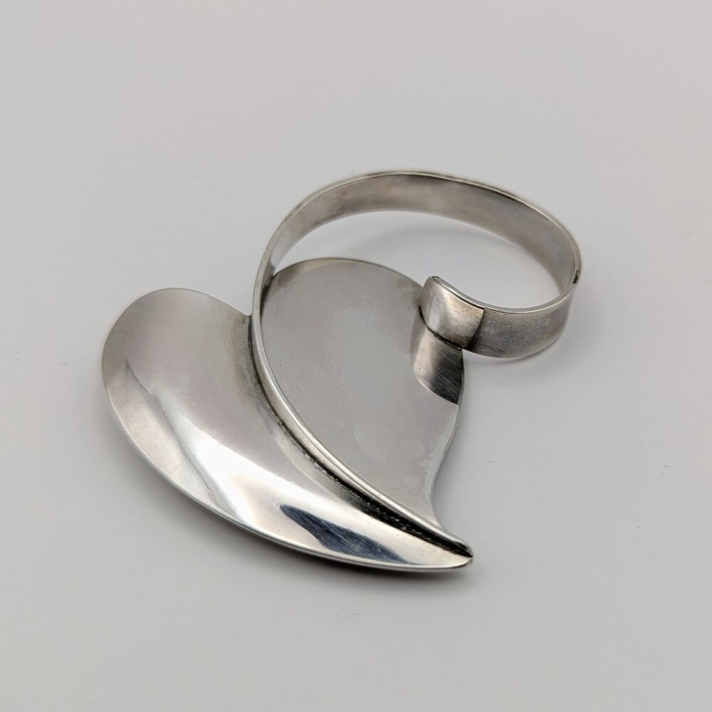Mid-Century Vintage Heart Brooch - Sterling Heart Brooch - Signed LOBEL